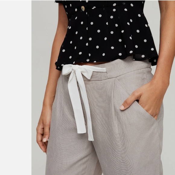 Aritzia Wilfred Women's Allant Linen Blend Ankle Trouser Pants Sz 2 Breathable - Picture 2 of 16